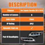 Foco Delantero - Toyota Corolla (Tipo Lexus - 3 Lupas) - 2011-2013